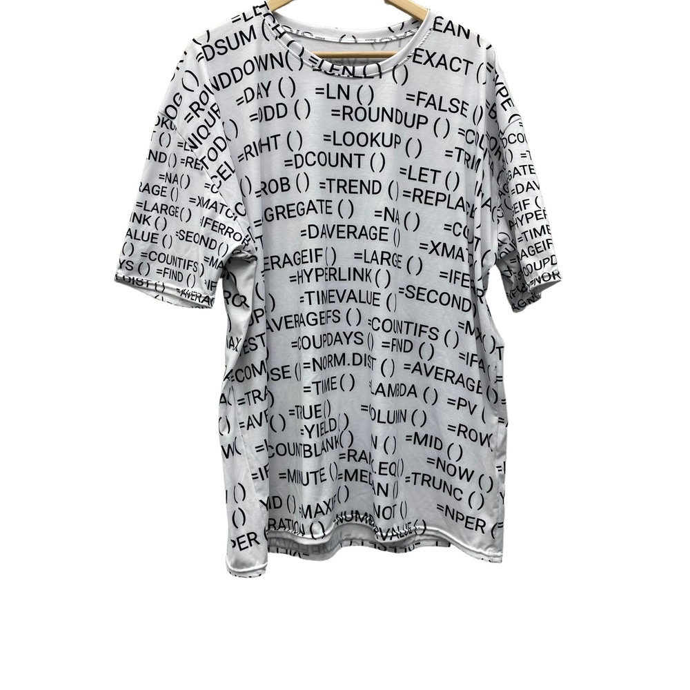 Excel Spreadsheet Formula All Over Print T-Shirt White Mens 2XL Novelty Tech Tee
